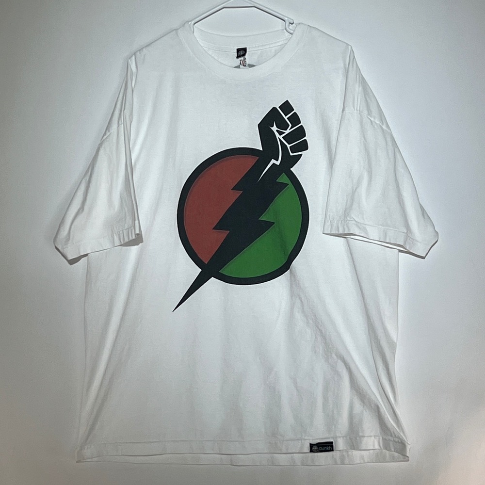 Aunkh Pan African Lightning Bolt Graphic T-Shirt Mens 2XL White Alstyle Classic